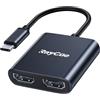 RayCue Adattatore da USB-C a doppio HDMI 4K a 60Hz, convertitore da tipo C (Thunderbolt 3) a HDMI per configurazione a doppio monitor, MacBook/laptop/HP/Dell/Surface/Lenovo/Thinkpad/Chromebook