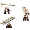 Nautical Replica Hub Piano Standing Ammiragli In Ottone Massiccio Binocolo Treppiede In Legno Basamento Funzionale Doppio Barile Binocolo Home Decor