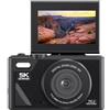 VBESTLIFE Fotocamera Digitale 5k, Fotocamera Vlogging WiFi da 75 MP per YouTube, Videocamera da Viaggio Compatta Autofocus 3 Flip Schermata 180 ° con Zoom 18x (BLACK)