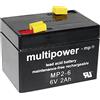 Multipower MP2-6 A9620 - Batteria al piombo 6 V 2 Ah al piombo (AGM) (larghezza x altezza x profondità) 75 x 53 x 51 mm, spina piatta 4,8 m