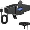 POHO Webcam 4K per PC, fotocamera ultra HD con messa a fuoco automatica PDAF, correzione automatica della luce, Plug & Play, FOV 70°, webcam con microfono, copertura per privacy, per streaming