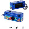 JIABAOZ Mini Fotocamera Portachiavi Vintage, Videocamera 1080P con Schermo, Scheda 32GB, Type-C, per Viaggi e Vlog (Blu)