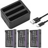 Andoer Kit batteria e caricabatterie per fotocamera panoramica con caricabatteria a 3 slot + 3 batterie da 3,85 V 2500 mAh + cavo di ricarica di tipo C sostitutivo per Insta360 X4