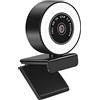 SHEHUALI Webcam, Autofocus Webcam 1080P con anello di luce Pc Computer Camera Web Camera con microfono GUIDATO Lampada for lo streaming Zoom Web Cam(Type 1)