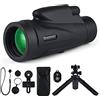 Lisher Telescopio monoculare 12 x 50 HD con impermeabile, con otturatore a distanza adattatore per Smart TV e Tripiede