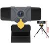 HSQMA Webcam 1080p, Autofocus, USB, Treppiede Incluso, Plug And Play, Protezione Privacy,Webcam In Streaming For Laptop, Webcam For Video, Insegnamento, Streaming E Giochi ( Color : 1080p Black-Tripod )