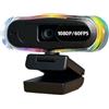TIEOAXFT Webcam 4K e 1080P 60FPS con messa a fuoco automatica, doppio microfono, illuminazione RGB, protezione for la privacy riproduzione for streaming/conferenze(1080P 60FPS AF)