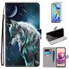 MUTOUREN Cover per Samsung Galaxy A32 5G con Proteggi Schermo, Custodia a Portafoglio in Pelle Antiurto con Flip Cover Funzione di Supporto, Luna e Lupo