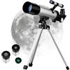 Artibetter Telescopio Astronomico Rifrattivo con Treppiede Regolabile, 50mm, Struttura in Lega di Alluminio e Plastica, Portatile per Osservare le Stelle