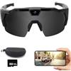 WANWEN Smart Glasses Camera, Occhiali con Telecamera 4K, Scatta Foto e Registra Video HD 1080P, Adatto per Uomini e Donne, Ideali per Gli Sport All'aria Aperta (Black B)