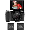 Andoer CD-R2 2.7K Full HD 30MP Videocamera Digitale Cam Camcorder 3.0 Pollici Schermo Rotabile Zoom Digitale 4X con Flash 2pcs Batterie