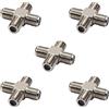 Othmro Silver F Femmina (pollice) Connettore a quattro vie F Femmina testa pollici a 3 F Femmina testa pollici Filettato RF coassiale Connettore adattatore 10pz