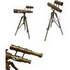 Nautical Replica Hub Ottone Telescopio Doppio Barile Finitura Antico Con Supporto In Pelle Marrone