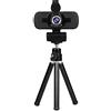 HUIOP Videocamera per videoconferenza Webcam grandangolare 1080P Plug & Play USB con copriobiettivo e treppiede per computer portatile TV Box,Web Camera