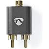 Nedis Adattatore audio stereo, femmina da 3,5 mm a 2 RCA maschio, per collegare smartphone o tablet a home cinema per audio stereo tramite presa jack, connettori placcati oro, alloggiamento in