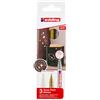 edding 751 Marcatori a Vernice Lucida, Bianco, Oro, Argento (Metallizzato), Set da 3, Punta Rotonda 1-2 Mm, Pennarello Indelebile per Vetro, Pietra, Legno, Plastica, Impermeabile, Alta Copertura