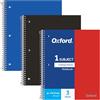 Oxford Tops, quaderni a spirale, 1 soggetto, carta a righe universitaria, copertina in plastica resistente, 100 fogli, tasca divisoria, 3 per confezione (10390), rosso, nero e blu
