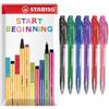 STABILO liner - Penna a sfera retrattile, punta fine da 0,7 mm, confezione da 6 (misto)