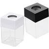 Veemoon Porta Clip Quadrato Trasparente Magnetico Coperchio Rimovibile, Contenitore per Graffette da Scrivania Resistente e Capiente, Organizer Ufficio per Piccoli Oggetti, Set 2 Pezzi