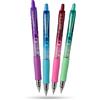 DLM Direct Pilot Pilot G2-07 - Confezione da 4 penne a sfera con inchiostro liscio, retrattili, con impugnatura ergonomica, colori vivaci rosa, blu, verde, viola, con impugnatura ergonomica, per scrivere diari,