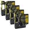NEOUZA 18052 S0718270 Tubo termorestringente nero su giallo, compatibile con nastro per etichette DYMO Rhino Pro IND, 6 mm x 1,5 m (4 confezioni)