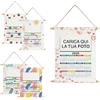 POINT. Calendario 2026 Personalizzato Prestampato Tessuto Bianco Sublimatico 33x45 cm. con Astine in legno, calendario da parete, 5 modelli, carica foto