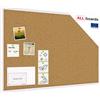 ALLboards Lavagna in Sughero con Cornice Bianco in Legno 90x60cm, Bacheca Sughero per Puntine Spille Memoboard