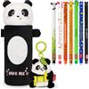 LEGAMI Set di 7 penne gel cancellabili + astuccio per matite super morbido + portachiavi in peluche in regalo | Set di articoli di cancelleria per la scuola per bambini, adolescenti e studenti |