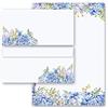 Paper-Media Design & Motivpapier Motivo-set di cancelleria Fiori & Petali, ORTENSIE BLU 20 fogli di carta da lettera e 20 buste DIN LANG (senza finestra) | Paper-Media