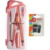 BOTTI Kit Pastel Pcs 6 compasso in metallo professionale, matita, temperino con raccoglitore, extra mine con temperamine per scuola media elementare superiore Made in Italy (PASTEL ROSA)