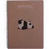 colorosa Quaderno a spirale con animali - 70 fogli staccabili, carta riciclata, Fori e tratteggio per strappo - Animal Friends Green (A4 - Quadretti 5mm, Panda Mandorla)