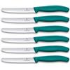 Victorinox Set di Coltelli da Tavola e Pomodoro Professionali Swiss Classic, 6 Pezzi, Lame Affilate Ondulate, 11 cm, Robusti Manici in Plastica, Verde