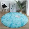 Hearda Tappeto Rotondo Morbido Camera da Letto Pelo Lungo, Tappeto Shaggy per Salotto Tie Dye Tappetino Soffice Peloso Pelo Lungo Moderno Lavabile con Fondo Antiscivolo (Azzurro D,140cm)