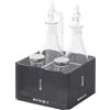 LINEE Recanati MEDITERRANEA Menage - Set Condimenti Porta Olio Aceto Sale Pepe in PMMA e Vetro 17x17x23 cm - Design Decorativo da Tavola - Made in Italy (Fumè Grigio Satinato)