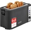 TZS First Austria - Tostapane in acciaio inox a fessura lunga 4 fette - con accessorio panini e vassoio raccogli-briciole - 6 livelli di doratura, funzione scongelamento, 1500W, nero opaco
