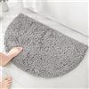 HYFAN Tappeto da bagno semicircolare in ciniglia e microfibra, antiscivolo, super assorbente, ad asciugatura rapida, morbido tappeto shaggy per vasca da bagno, lavabile in lavatrice, tappetino