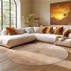 SIMPEX Tappeto Rotondo Beige 200 cm Tappeto Lavabile a Pelo Corto, Rotondo, Antiscivolo e Morbido, Design Monocromatico Moderno per Soggiorno, Camera da Letto, Cucina e Corridoio