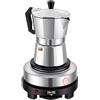 ACROSSPART Caffettiera elettrica, Moka con piastra elettrica riscaldante, Macchina da caffè espresso piccola, Temperatura regolabile per campeggio (3 tazze)
