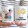 Vulfire Regalo donna compleanno 40 anni tazza originale Nome, Capelli, Abito e altro da Personalizzare Idee Regali per lei per Natale (Bianco, Ceramica)