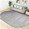 LONGSAO Tappeto Soggiorno Ovale Tappeto Sala da Pranzo Antiscivolo Lavabile Tappeto Salotto Pelo Corto Ovale grigio solido minimalista，110 x 190 cm