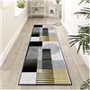 Siunwdiy Tappeto da Cucina Grigio,Oro,Nero 2.8 metri Moderno Passatoia Cucina Antiscivolo Lavabile,Tappeto Cucina Antiscivolo classico Tappeto Corridoio Per Cucina,Camera Da Letto,Soggiorno,80X280CM