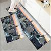 OSKOE Set di 2 tappetini da Cucina Antiscivolo e tappeti,Arte murale New York City Immagine a tema Quarzo rosa Skyline di Manhattan T,Con Retro in Gomma, Resistente, Lavabile in Lavatrice 45x70 cm+45x120 cm