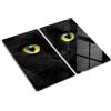 Tulup Tagliere in Vetro Temperato 2x30x52 cm Durevole Resistente al Calore da Cucina Antigraffio Rettangolare Set di 2 Piastre Piccolo con Stampe con Piedini Antiscivolo - Occhi di gatto