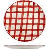 H&H Check Set 6 Piatti Piani, Ceramica, 26cm, Natale, Rosso