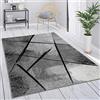 Paco Home Tappeto Grigio Salotto Vintage Pelo Corto Motivo Geometrico Astratto, Dimensione:60x100 cm, Colore:Grigio 2