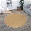 Paco Home Tappeto Pelo Corto, Lavabile, Monocolore, Semplice e Moderno, per Soggiorno, Camera da Letto e Ingresso, Dimensione:Ø 120 cm tondo, Colore:Oro