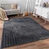 Paco Home Moderno tappeto soffice e morbido da soggiorno Bubble con pelliccia a pelo alto Disegno geometrico effetto alto-basso, Dimensione:120x160 cm, Colore:Antracite