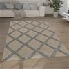 Paco Home Tappeto Salotto Pelo Lungo Shaggy Effetto 3D Etnico Boho Vintage Morbido, Dimensione:80x150 cm, Colore:Grigio 2
