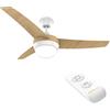 Newlux - Ventilatore da soffitto con luce e telecomando Roof W420 (60W) con 3 pale (Ø106cm), F. Inverter, programmabile 4h e 3 Vel. e Area di copertura 35m2 | Include kit di montaggio| Legna