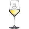 AMAVEL Calice da Vino Bianco con Incisione per il Compleanno, Auguri di Cuore 40 Anni, Personalizzato con Nome, Regali Originali per Lui e Lei, Bicchiere in Vetro Chiaro